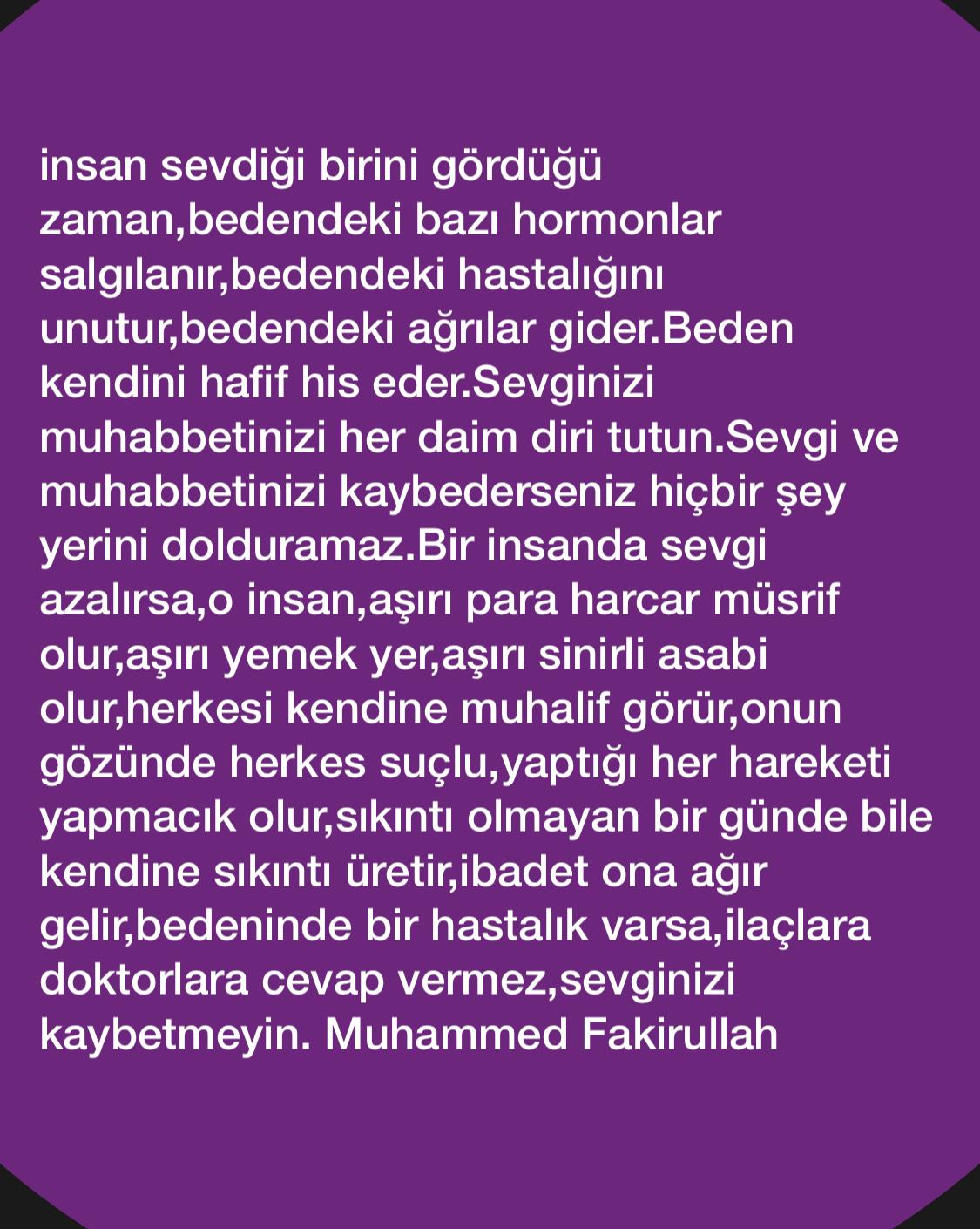Muhammed Fakirullah Özlü Sözlerinden